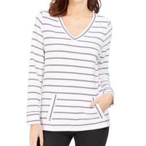 CHARTER CLUB STRIPED V-NECK TOP